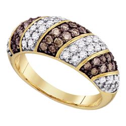 1 CTW Cognac-brown Color Diamond Ring 10KT Yellow Gold - REF-75H2M