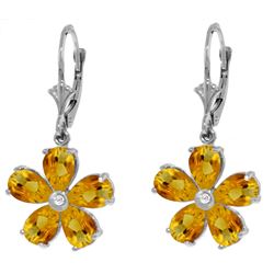 Genuine 4.43 ctw Citrine & Diamond Earrings Jewelry 14KT White Gold - REF-49M8T