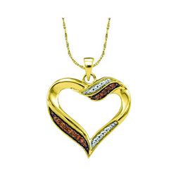 0.10 CTW Cognac-brown Color Diamond Heart Pendant 10KT Yellow Gold - REF-14N9F