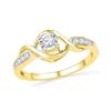 Image 1 : 0.16 CTW Diamond Solitaire Promise Bridal Ring 10KT Yellow Gold - REF-22N4F