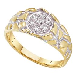 0.04 CTW Mens Diamond Nugget Ring 10KT Two-tone Gold - REF-14W9K