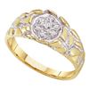 Image 1 : 0.04 CTW Mens Diamond Nugget Ring 10KT Two-tone Gold - REF-14W9K