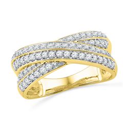 0.50 CTW Diamond Crossover Ring 10KT Yellow Gold - REF-52H4M