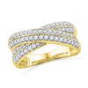 Image 1 : 0.50 CTW Diamond Crossover Ring 10KT Yellow Gold - REF-52H4M