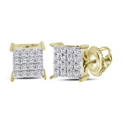 0.23 CTW Diamond Square Cluster Stud Earrings 10KT Yellow Gold - REF-22K4W
