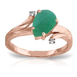 Genuine 1.01 ctw Emerald & Diamond Ring Jewelry 14KT Rose Gold - REF-56W2Y