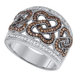 0.58 CTW Brown Color Diamond Heart Ring 10KT White Gold - REF-44N9F