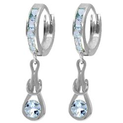 Genuine 2.15 ctw Aquamarine Earrings Jewelry 14KT White Gold - REF-80M4T