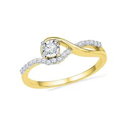 0.16 CTW Diamond Solitaire Bridal Engagement Ring 10KT Yellow Gold - REF-19Y4X