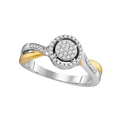 0.20 CTW Diamond Circle Cluster Bridal Wedding Engagement Ring 10KT Two-tone Gold - REF-22F4N