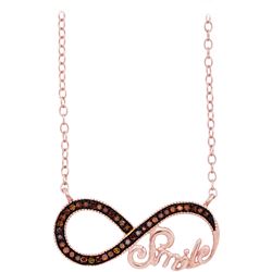 0.10 CTW Red Color Diamond Infinity Smile Love Anniversary Necklace 10KT Rose Gold - REF-19N4F