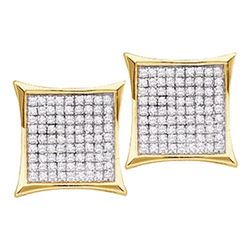 0.15 CTW Diamond Square Cluster Earrings 14KT Yellow Gold - REF-11N2F