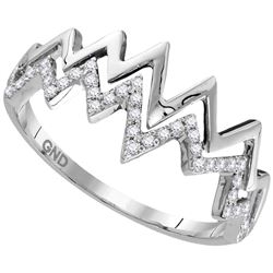 0.14 CTW Diamond Heartbeat Ring 10KT White Gold - REF-19K4W