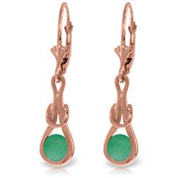 Genuine 1.30 ctw Emerald Earrings Jewelry 14KT Rose Gold - REF-54K5V