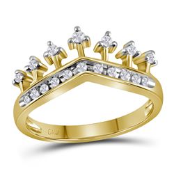 0.20 CTW Diamond Crown Tiara Ring 10KT Yellow Gold - REF-22H4M