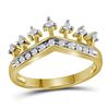 Image 1 : 0.20 CTW Diamond Crown Tiara Ring 10KT Yellow Gold - REF-22H4M
