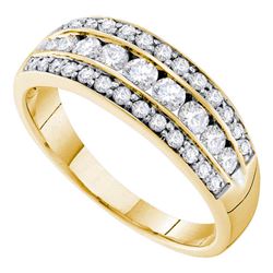 0.70 CTW Diamond Triple Row Ring 14KT Yellow Gold - REF-89W9K
