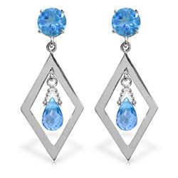 Genuine 2.4 ctw Blue Topaz Earrings Jewelry 14KT White Gold - REF-39N3R