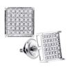 Image 1 : 0.23 CTW Diamond Square Cluster Earrings 14KT White Gold - REF-19Y4X
