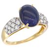 Image 1 : Natural 2.85 ctw lapis-lazuli & Diamond Engagement Ring 14K Yellow Gold - REF-56V7F