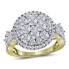 Image 1 : 2 CTW Diamond Circle Cluster Fashion Ring 14KT Yellow Gold - REF-199N4F