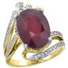 Image 1 : Natural 6.28 ctw ruby & Diamond Engagement Ring 14K Yellow Gold - REF-100X3A