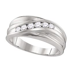 0.33 CTW Mens Diamond Wedding Ring 10KT White Gold - REF-44M9H