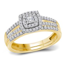 0.50 CTW Diamond Split-shank Bridal Engagement Ring 10KT Yellow Gold - REF-44Y9X
