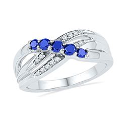 0.58 CTW Created Blue Sapphire Ring 10KT White Gold - REF-22X4Y