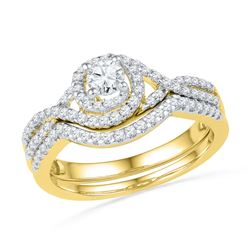 0.63 CTW Diamond Bridal Wedding Engagement Ring 10KT Yellow Gold - REF-57H2M