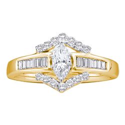 0.75 CTW Marquise Diamond Solitaire Bridal Anniversary Ring 14k Yellow Gold - REF-124X3Y