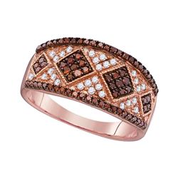 0.50 CTW Red Color Diamond Cluster Ring 10KT Rose Gold - REF-30X2Y