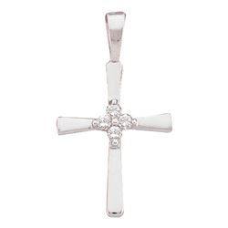 0.05 CTW Diamond Simple Cross Pendant 10KT White Gold - REF-6W2K