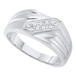 0.10 CTW Mens Diamond Ring 10KT White Gold - REF-19M4H