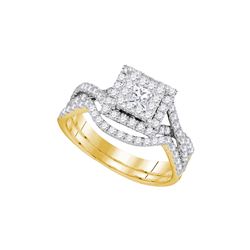 0.84 CTW Princess Diamond Bridal Engagement Ring 14KT Yellow Gold - REF-104H9M
