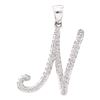 Image 1 : 0.18 CTW Diamond Cursive Letter N Pendant 10KT White Gold - REF-12Y2X