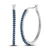 Image 1 : 0.25 CTW Blue Color Diamond Hoop Earrings 10KT White Gold - REF-19N4F