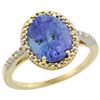 Image 1 : Natural 2.41 ctw Tanzanite & Diamond Engagement Ring 10K Yellow Gold - REF-71M6H