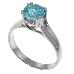 Genuine 1.10 ctw Blue Topaz Ring Jewelry 14KT White Gold - REF-57R3P