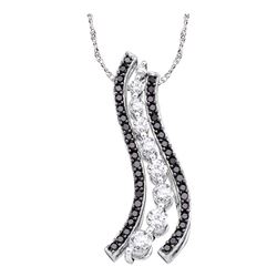 0.50 CTW Black Color Diamond Graduated Journey Pendant 10KT White Gold - REF-37F5N