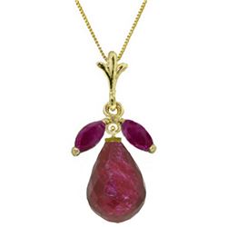 Genuine 9.3 ctw Ruby Necklace Jewelry 14KT Yellow Gold - REF-30K2V
