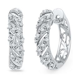 0.16 CTW Diamond Diagonal Hoop Earrings 10KT White Gold - REF-22K4W