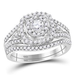 0.75 CTW Diamond Bridal Wedding Engagement Ring 14KT White Gold - REF-89H9M