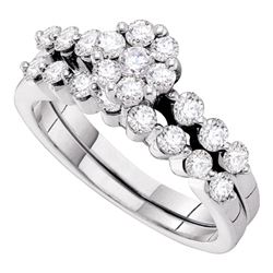 1 CTW Diamond Bridal Wedding Engagement Ring 14KT White Gold - REF-109M4H