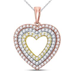 0.51 CTW Diamond Pendant 10KT 3Tone Gold - REF-61M2K