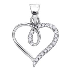 0.10 CTW Diamond Heart Love Pendant 10KT White Gold - REF-6F6N