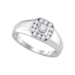 0.50 CTW Mens Diamond Cluster Ring 14KT White Gold - REF-71K4W