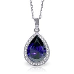 Genuine 5.26 ctw Sapphire & Diamond Necklace Jewelry 14KT White Gold - REF-96Y6F