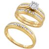 Image 1 : 0.25 CTW His & Hers Diamond Solitaire Matching Bridal Ring 10KT Yellow Gold - REF-41W9K