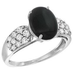 Natural 1.9 ctw onyx & Diamond Engagement Ring 14K White Gold - REF-56X2A
